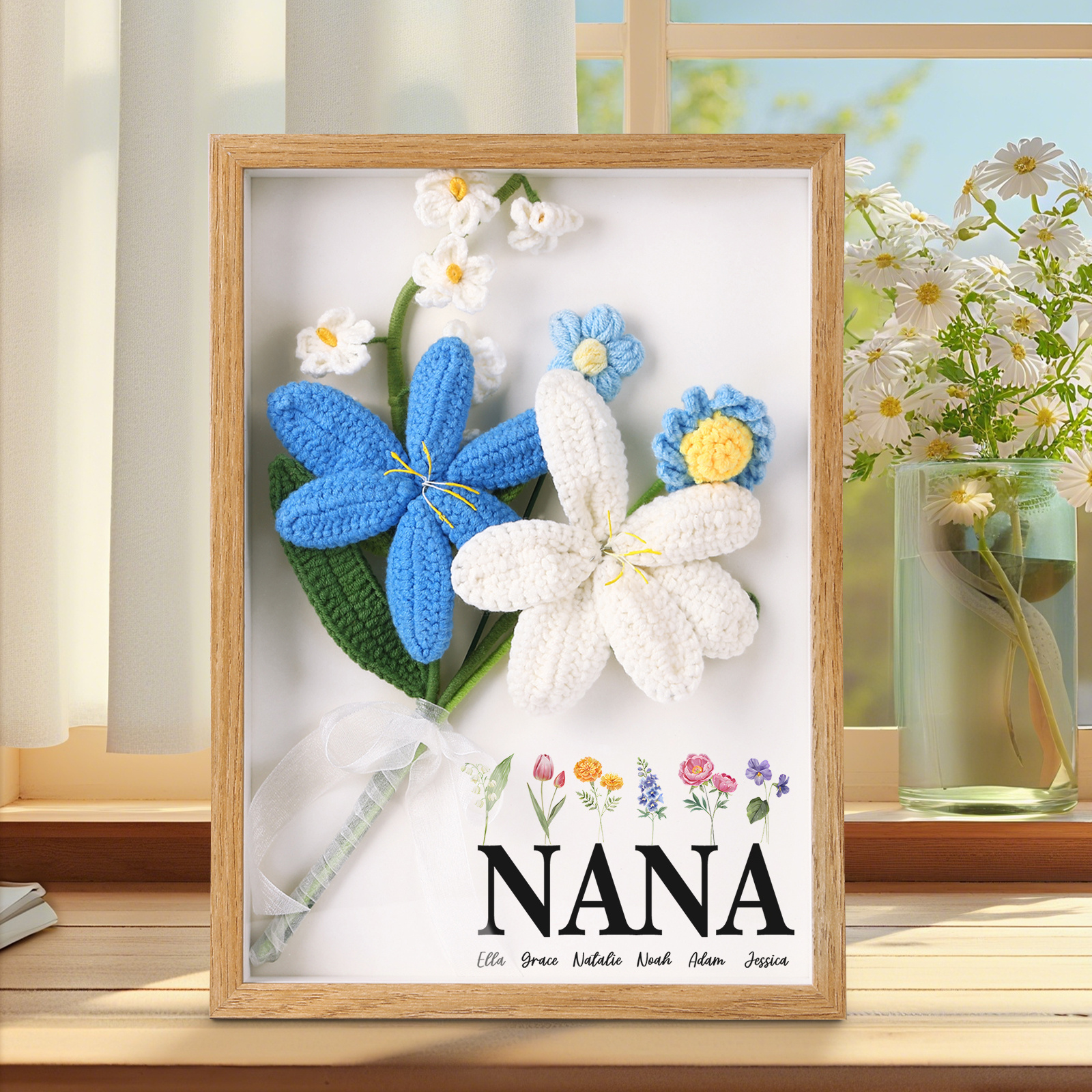 Personalised 3D Crochet Floral Shadow Box Frame