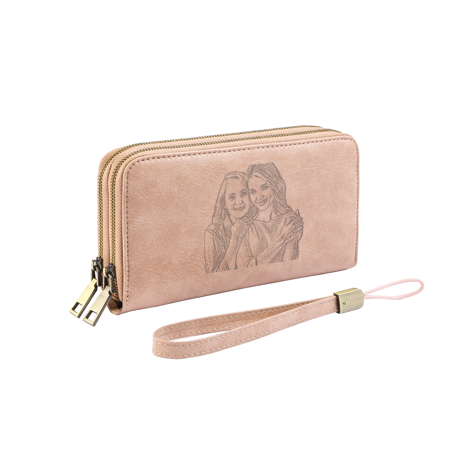 Personalised Women’s Wallet with Engraved Photo & Text – Large Capacity with Wrist Strap