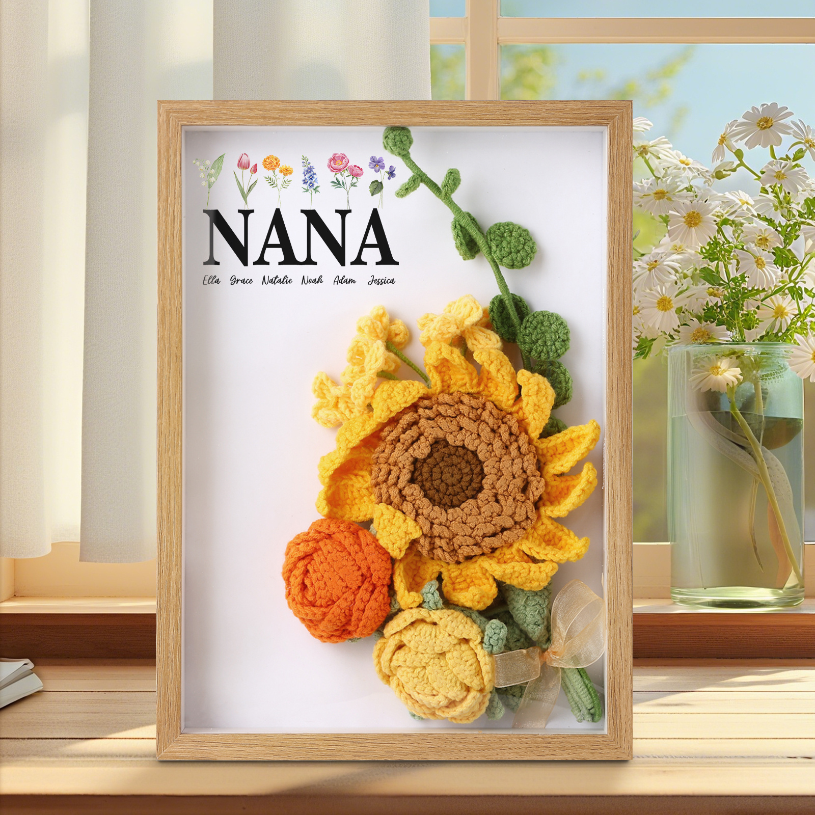 Personalised 3D Crochet Floral Shadow Box Frame