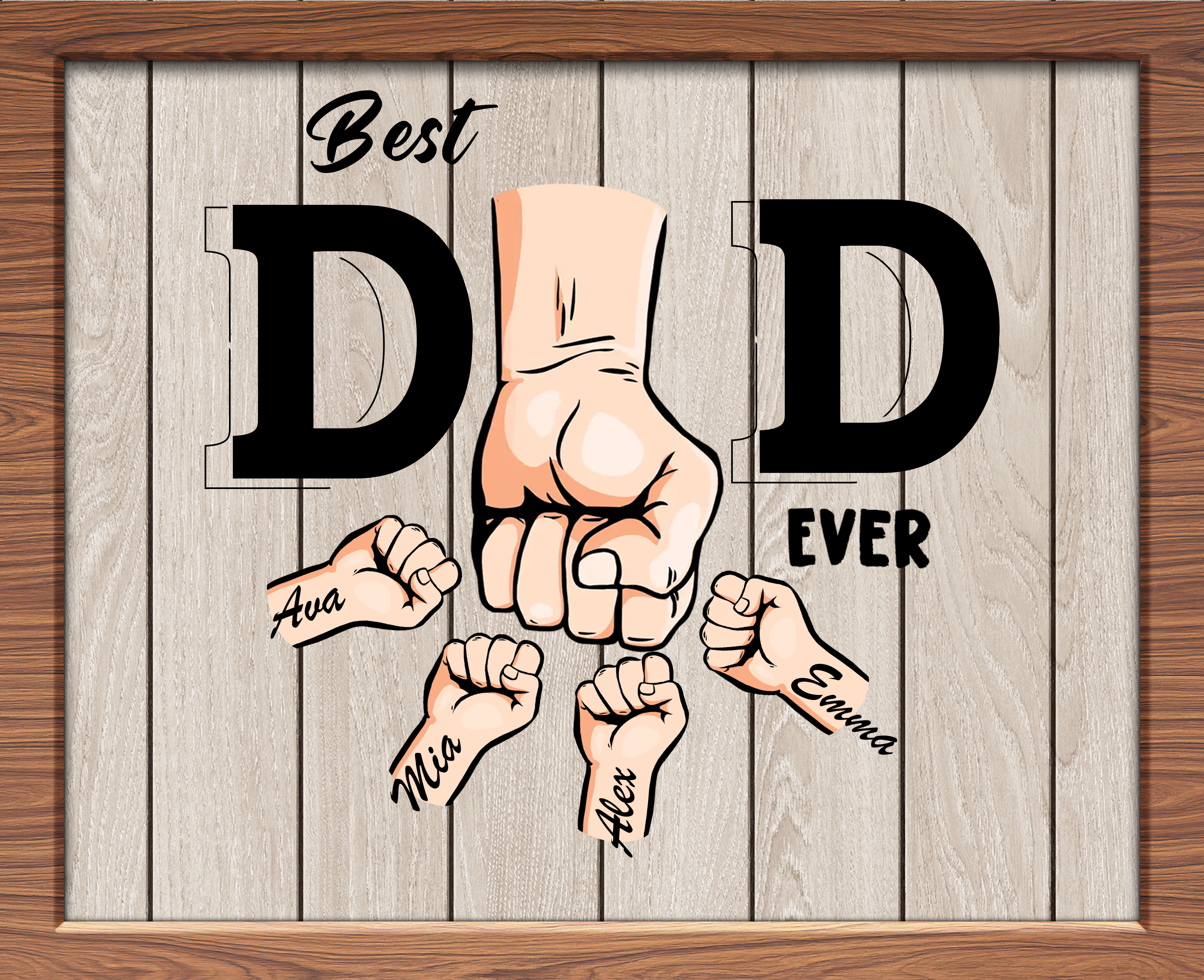 Personalised Best Dad Fist Bump Wooden Sign